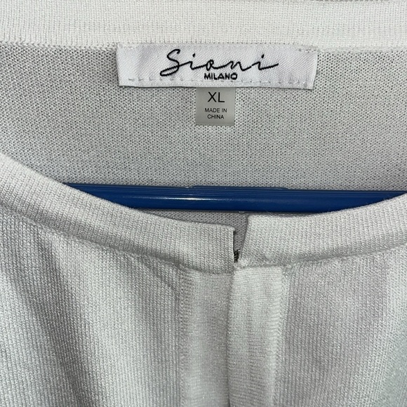 EXCELLENT CONDITION MILANO WHITE CARDIGAN WITH LACE/PEARL SLEEVES SIZE XL - Picture 5 of 8